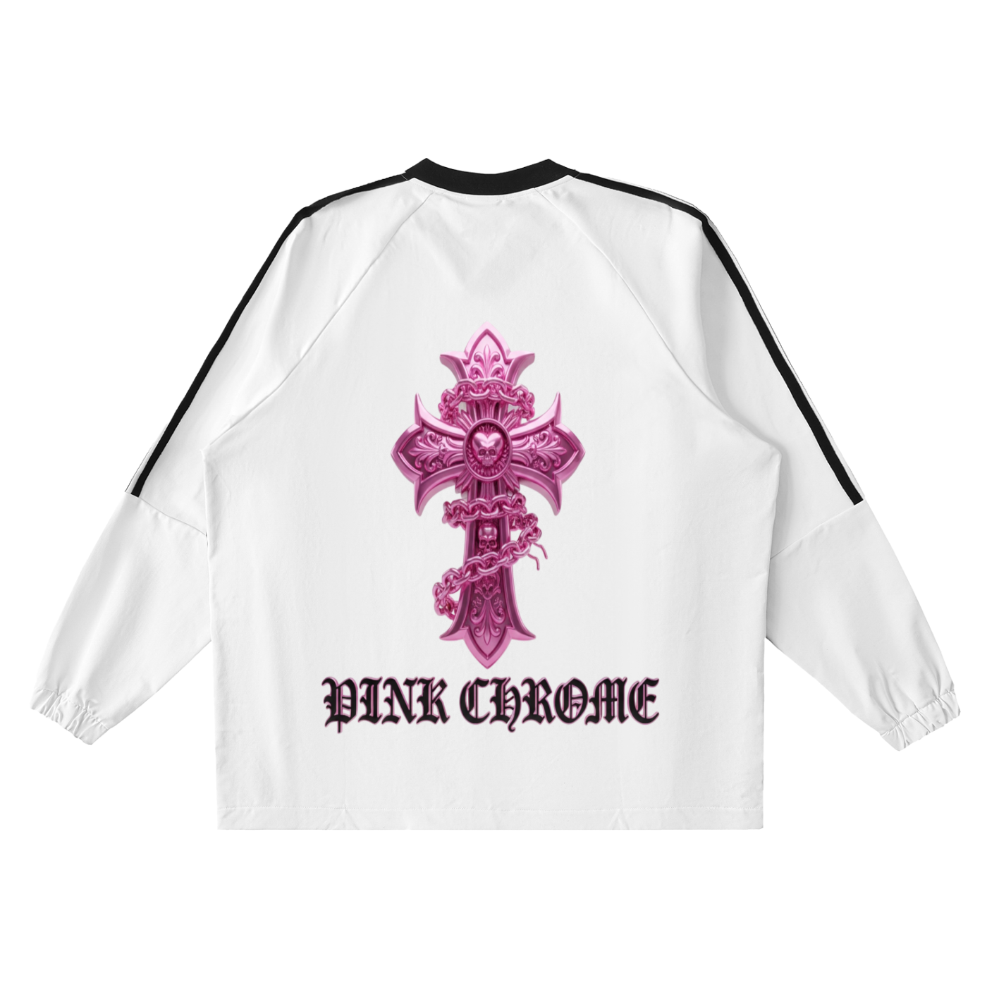 PINK CHROME Color-Block V-Neck Long-Sleeve T-Shirt