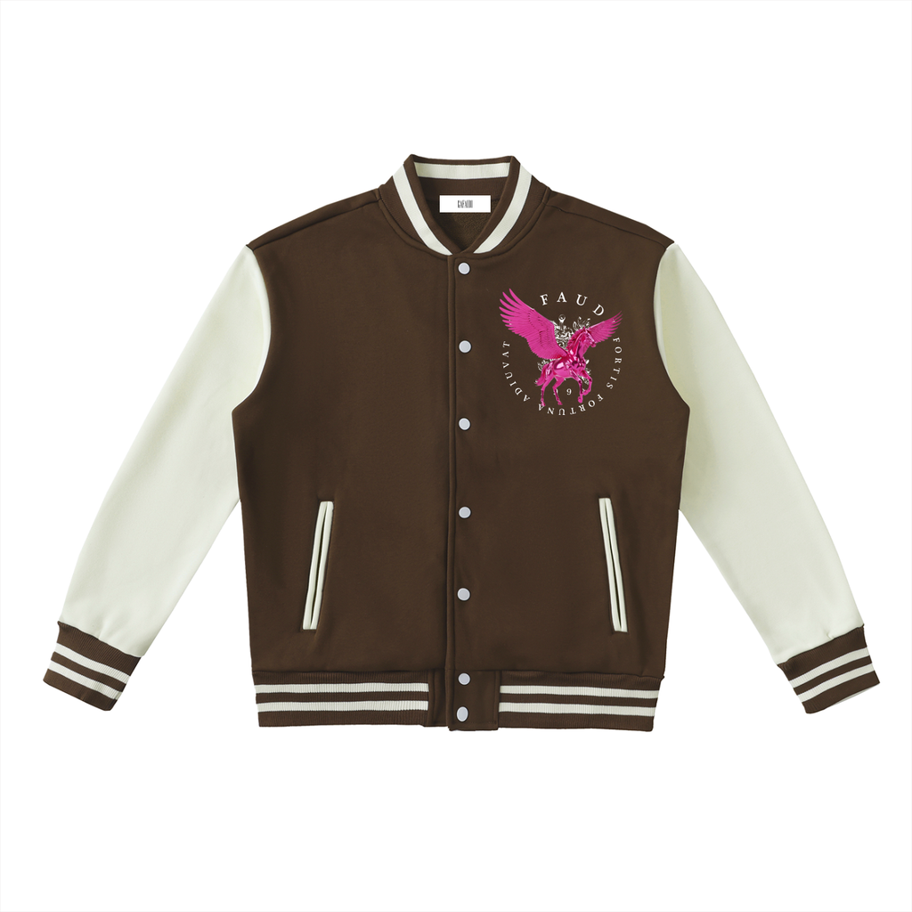 GAFAUDI PINK PEGASUS Two-Tone Fleeced Varsity Jacket