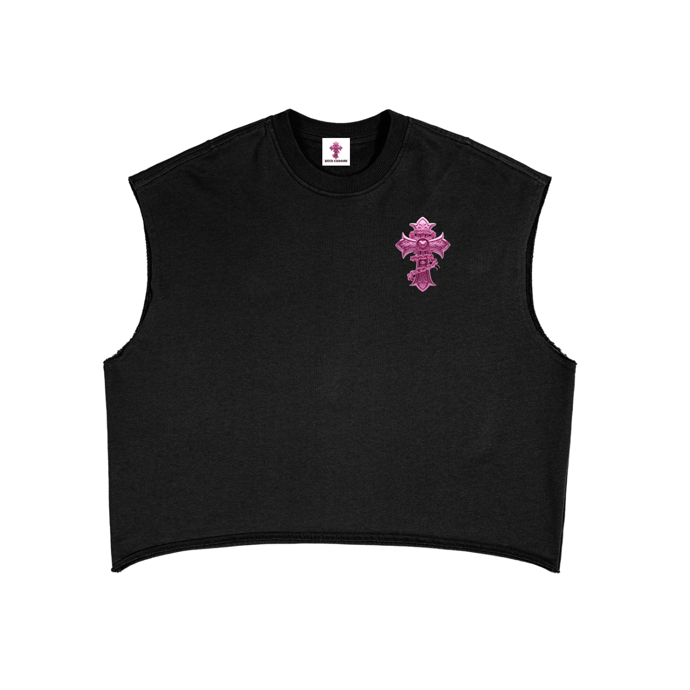 PINK CHROME French Terry Boxy Tank Top