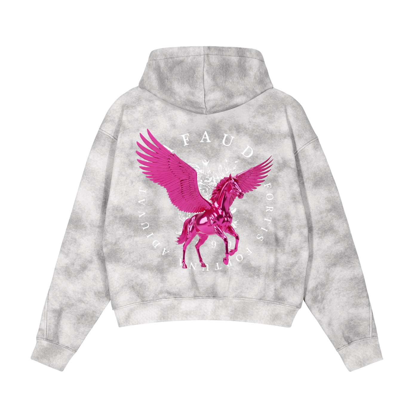 GAFAUDI PINK PEGASUS Dirty Washed Zip-Up Fleece Hoodie