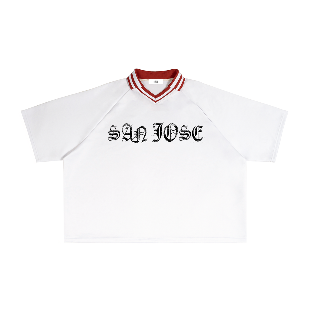 SAN JOSE " Bay Area 408" Contrast Lapel Collar Boxy T-Shirt