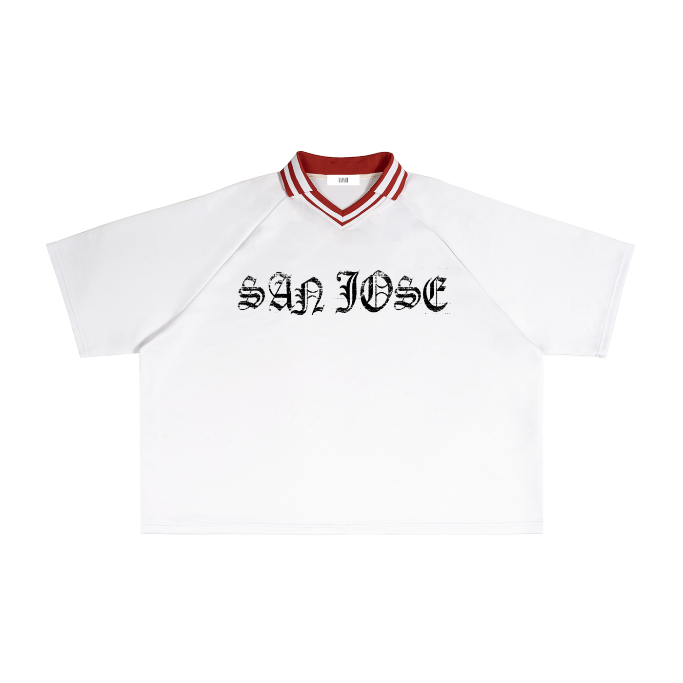 SAN JOSE " Bay Area 408" Contrast Lapel Collar Boxy T-Shirt