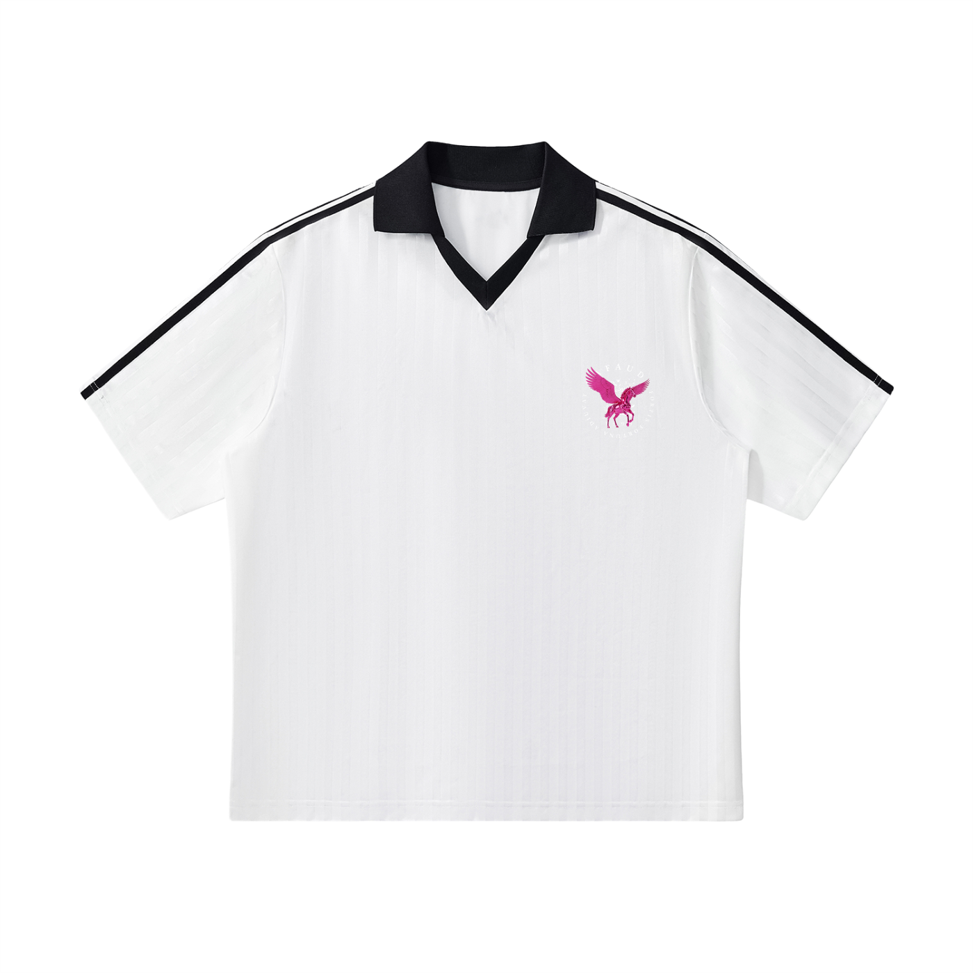 GAFAUDI PINK PEGASUS Contrast Collar Striped Soccer Jersey