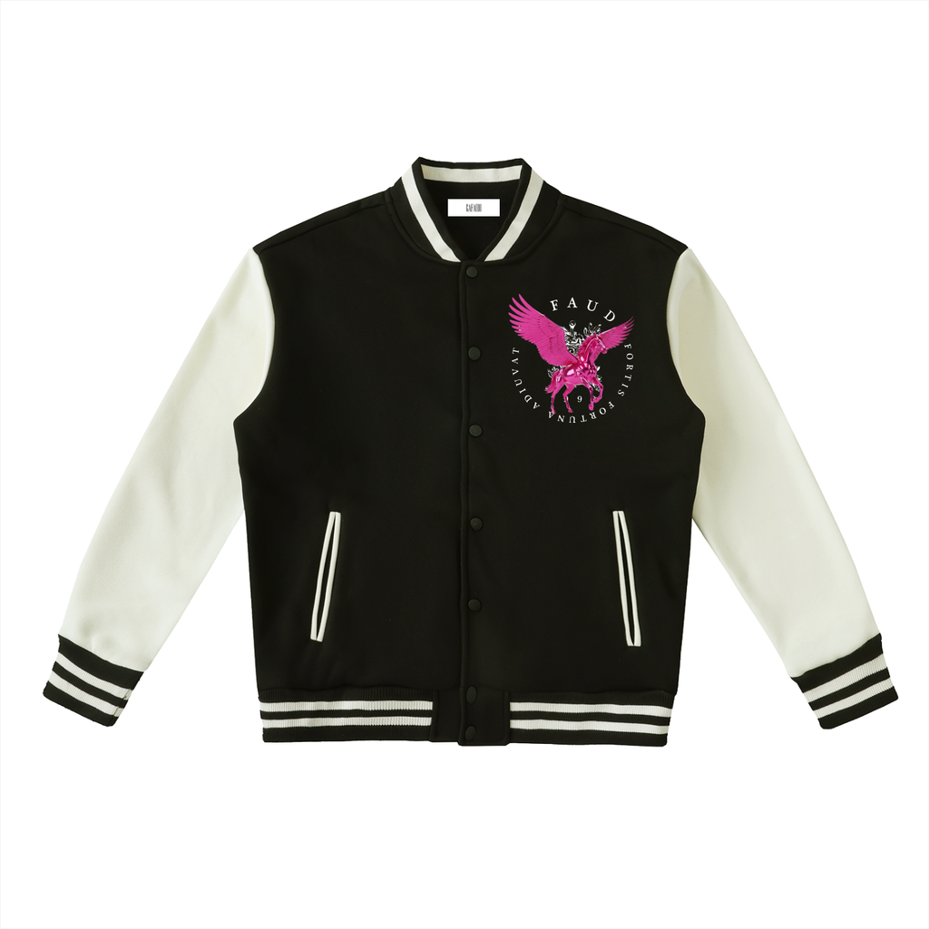 GAFAUDI PINK PEGASUS Two-Tone Fleeced Varsity Jacket