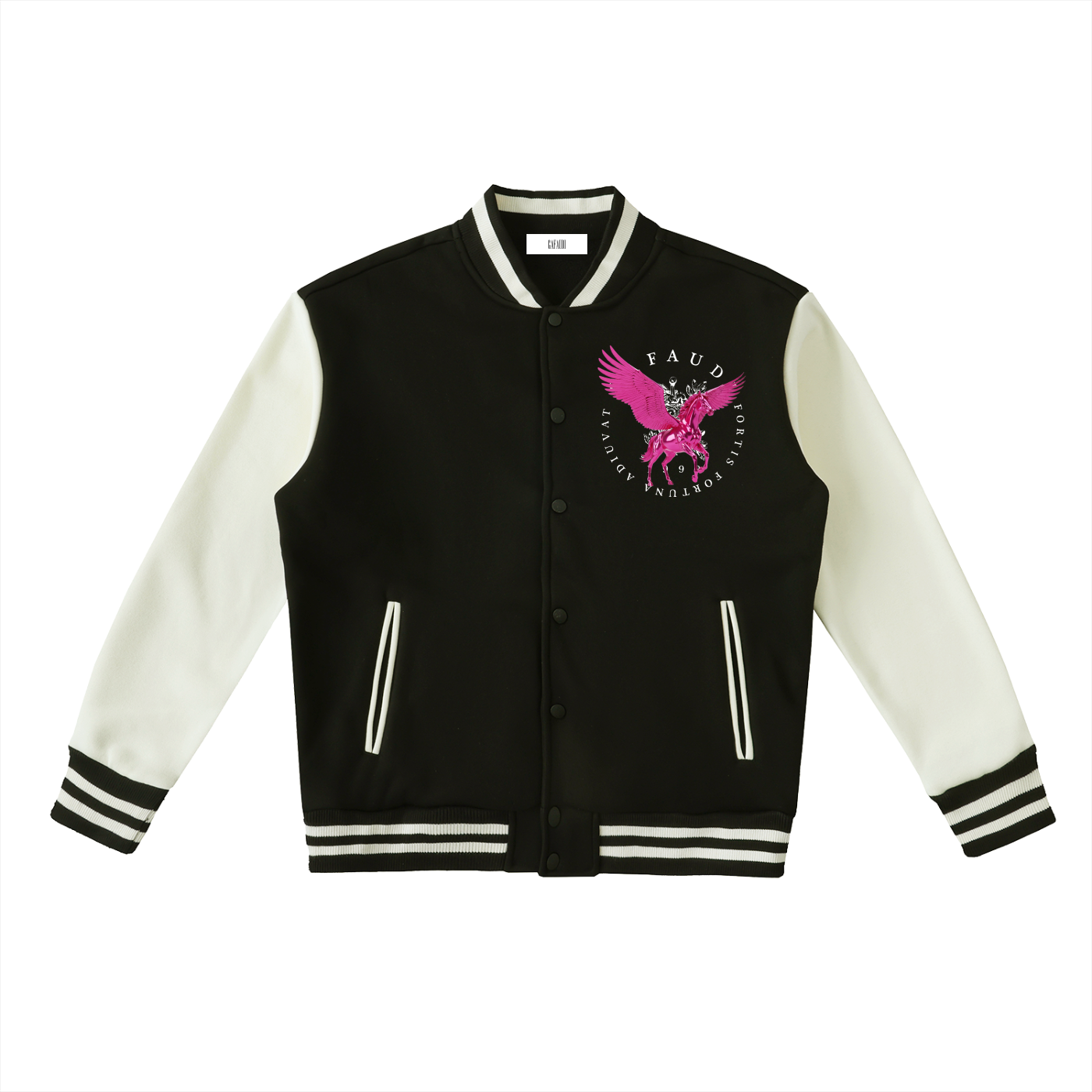 GAFAUDI PINK PEGASUS Two-Tone Fleeced Varsity Jacket