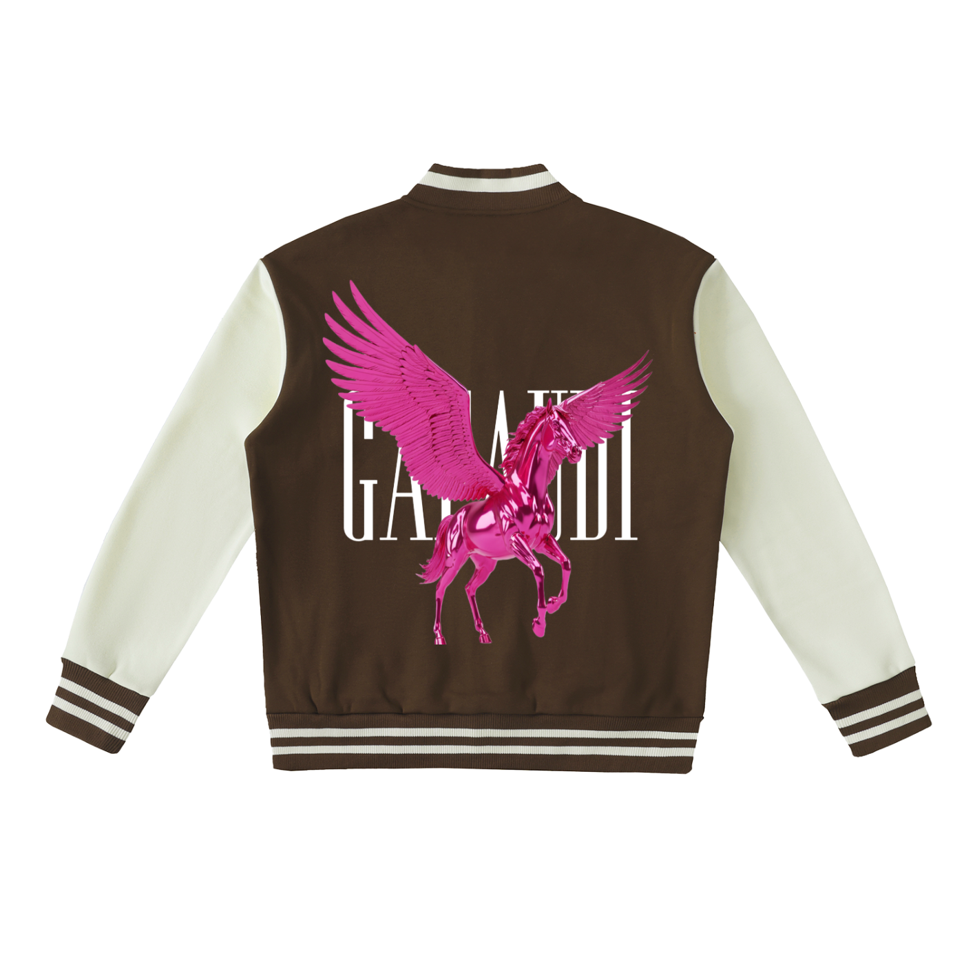 GAFAUDI PINK PEGASUS Two-Tone Fleeced Varsity Jacket
