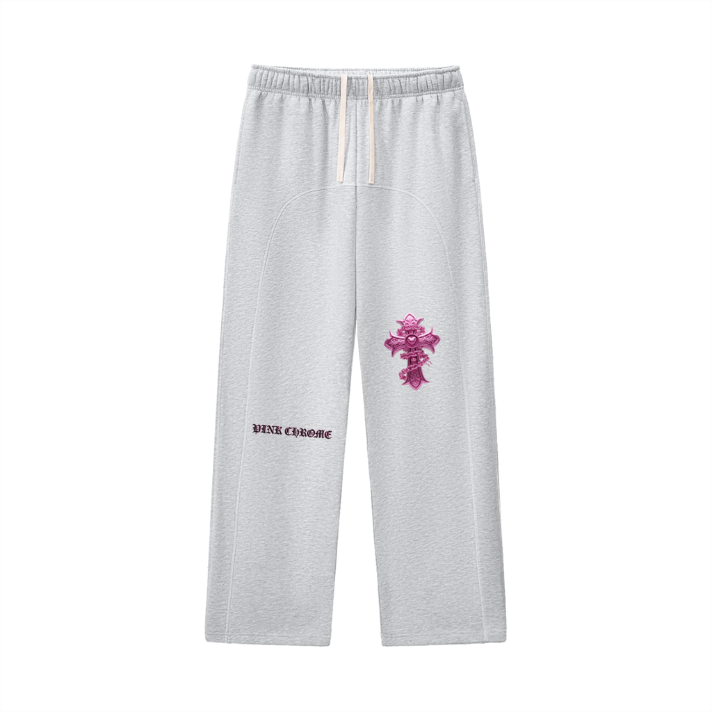 PINK CHROME Contrast-Stitched Fleece Sweatpants