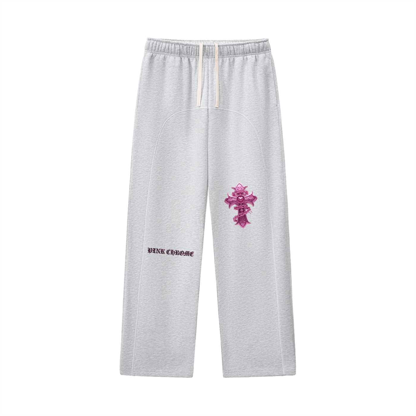 PINK CHROME Contrast-Stitched Fleece Sweatpants