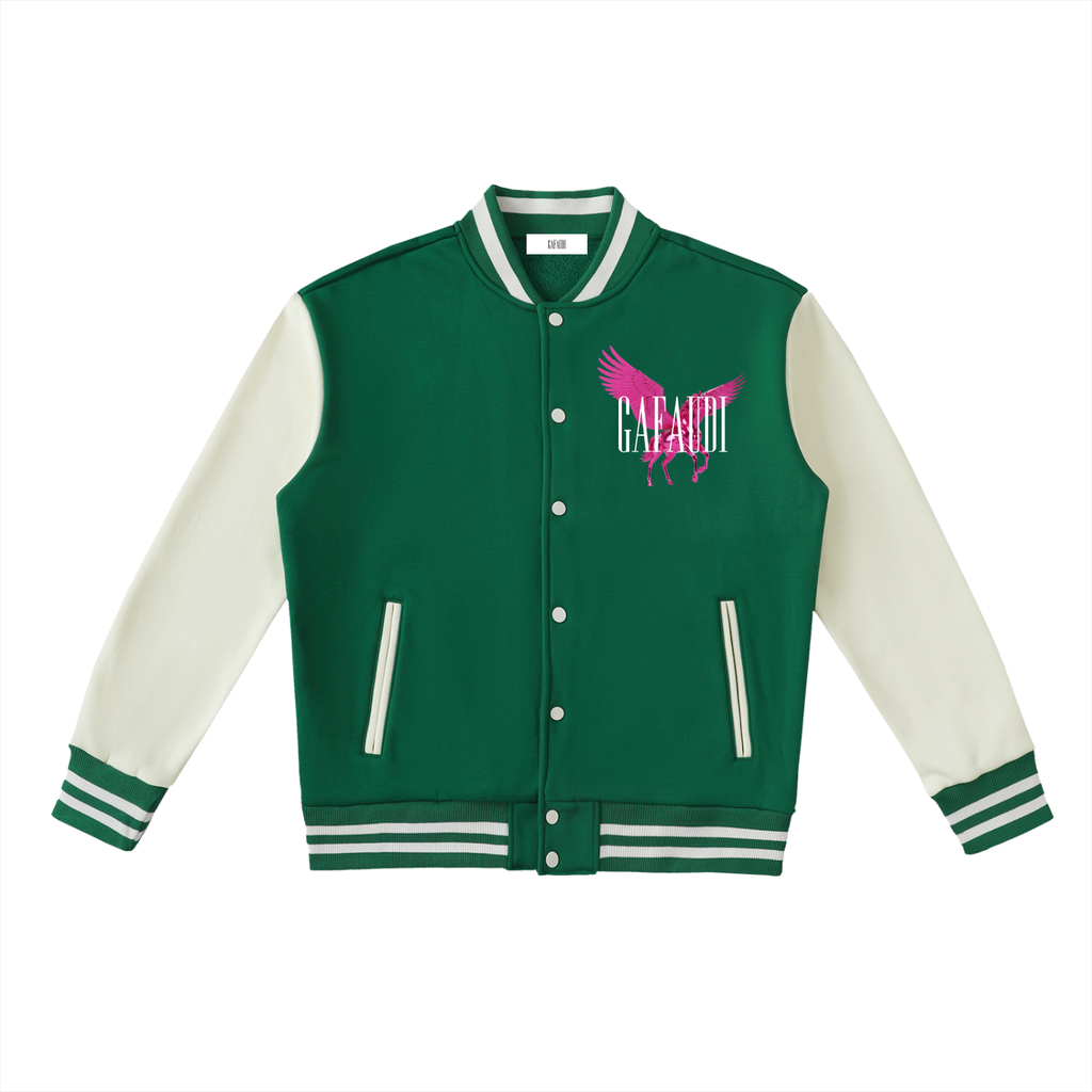 GAFAUDI PINK PEGASUS Two-Tone Fleeced Varsity Jacket