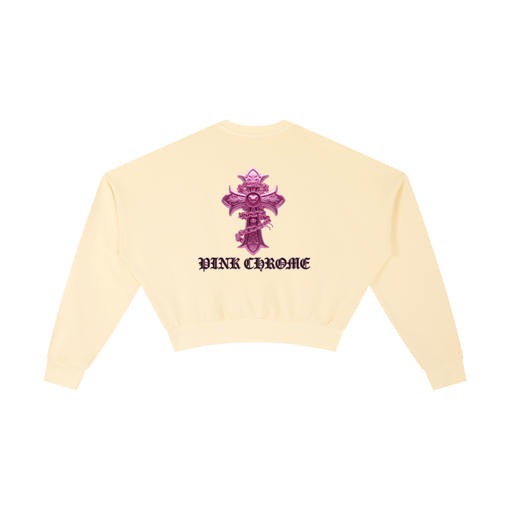 PINK CHROME Vintage Washed Cropped Sweatshirt
