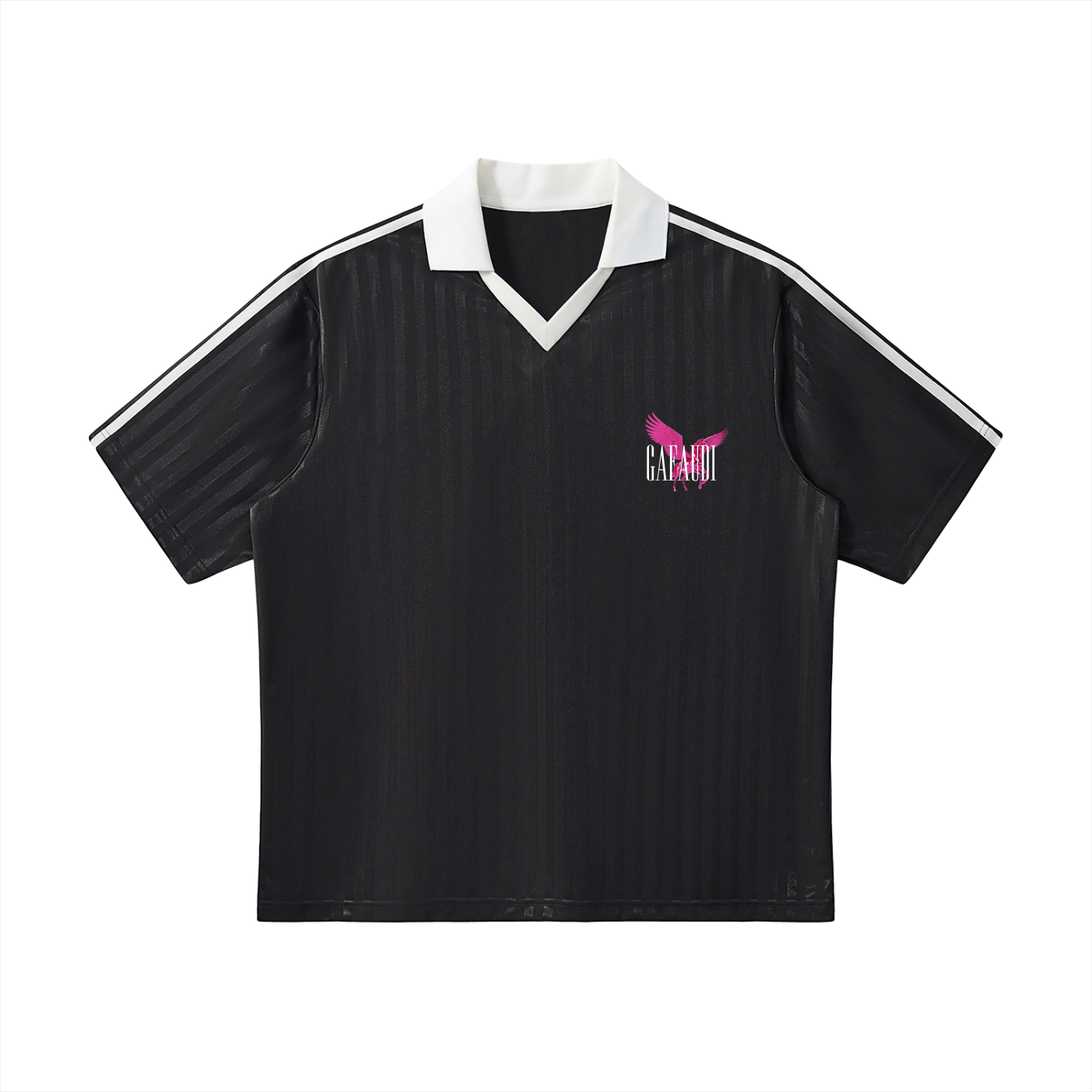 GAFAUDI PINK PEGASUS Contrast Collar Striped Soccer Jersey