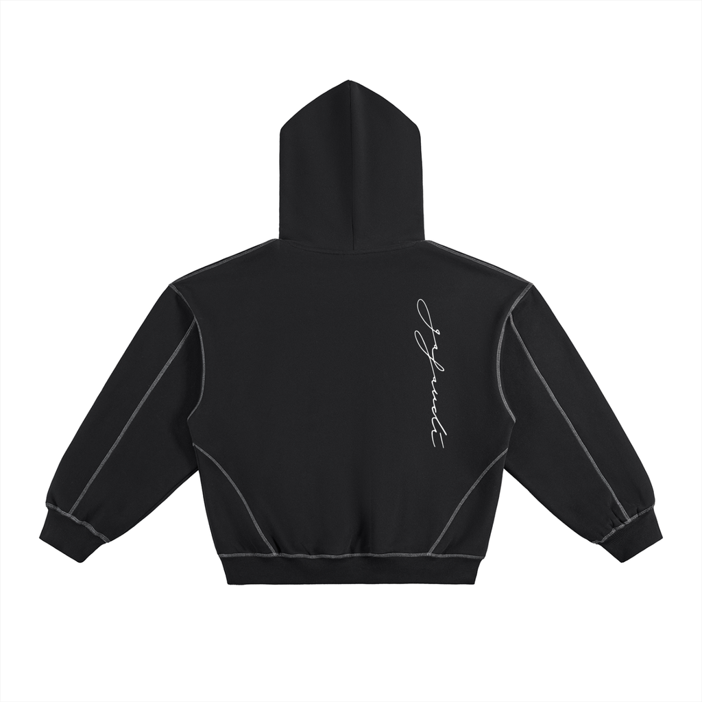 GAFAUDI Contrast-Stitched Boxy Fleece Hoodie