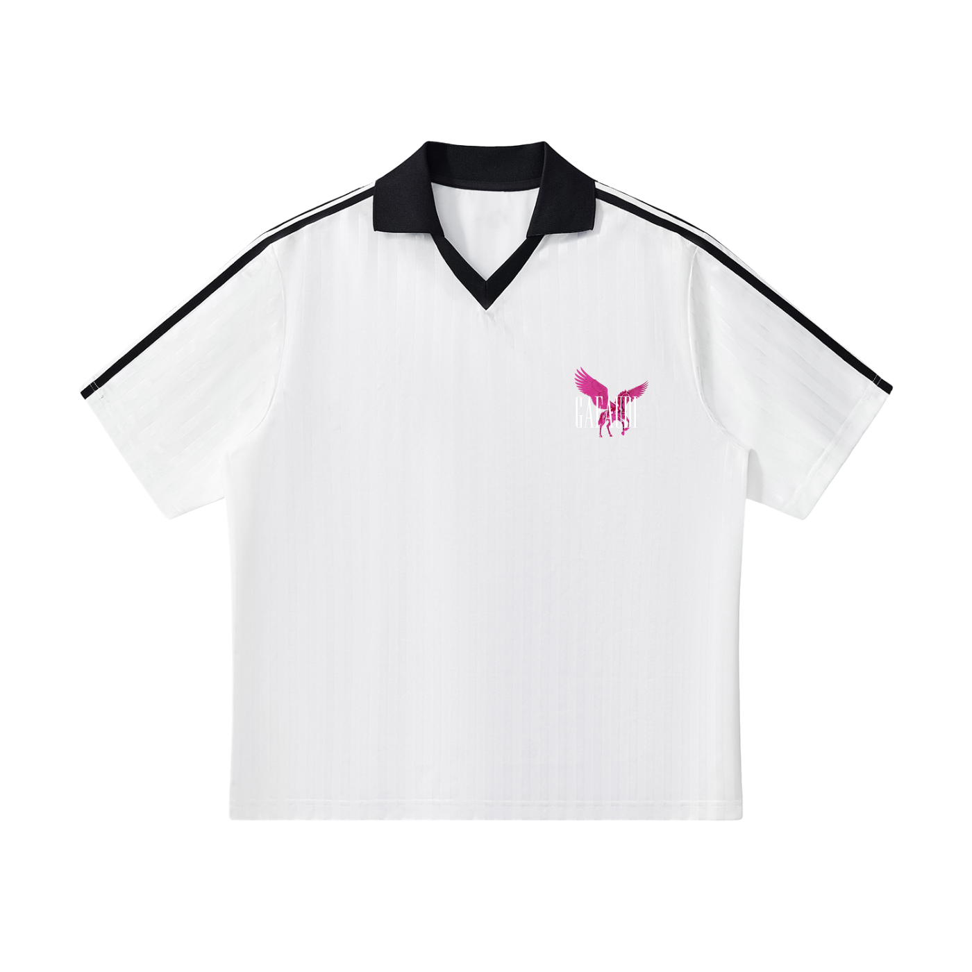 GAFAUDI PINK PEGASUS Contrast Collar Striped Soccer Jersey